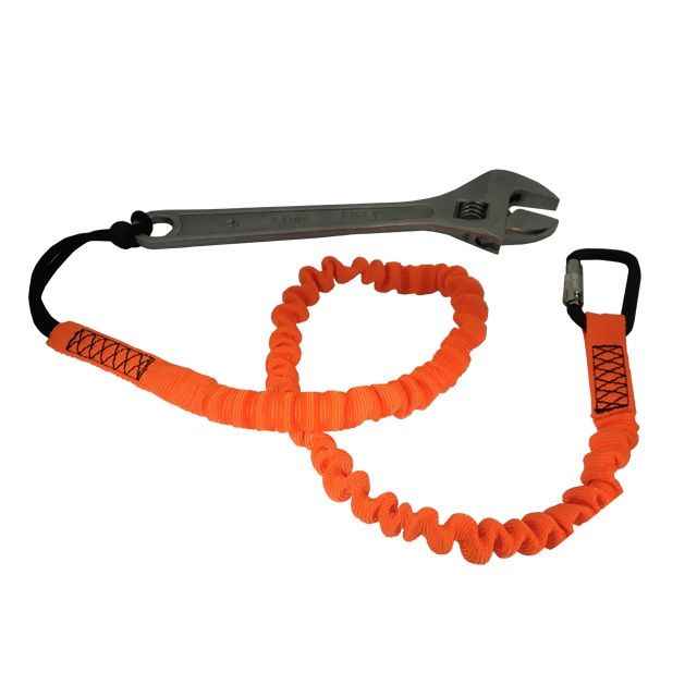 Cordino portaherramientas elástico HTE-1H-A103KTL naranja sujeto a una llave