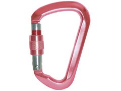 Pinkfarbener Aluminiumkarabiner A717D mit Schraubverschluss und Verriegelungsanzeige