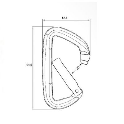 Disegno quotato dell'A740KNS con apertura di 20 mm