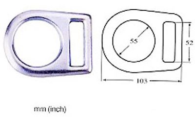 402 drop forged steel full-circle flat D-ring, photo and dimension drawing