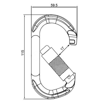 Disegno quotato dell'A12110KTL-3 con lunghezza di 115 mm e larghezza di 59.5 mm