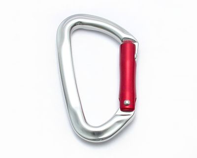 Moschettone in alluminio argento B274K con leva dritta rossa