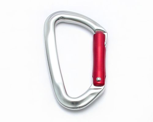 B274K silver aluminium carabiner with red straight gate