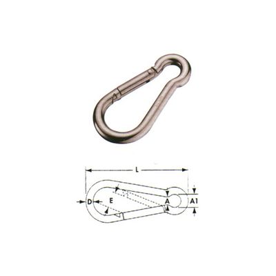 SS245 carabine hook, photo with dimension drawing