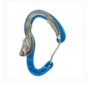Blauer Aluminiumkarabiner A780WR mit Drahtschnapper und silberfarbenem Einsatz