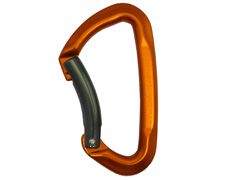 Orangefarbener Aluminiumkarabiner B276K mit dunklem gebogenem Schnapper