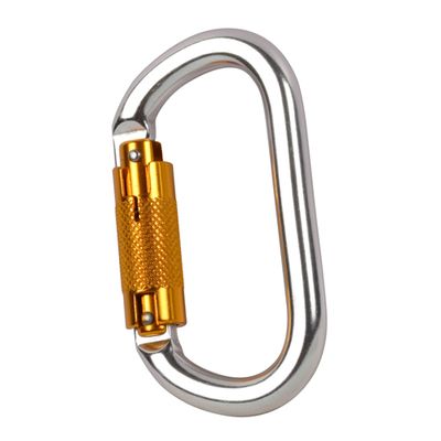 Mousqueton en D A2550TL argent en aluminium avec virole twist-lock dorée