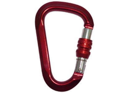 Dunkelroter birnenförmiger Aluminiumkarabiner B711K mit Schraubhülse
