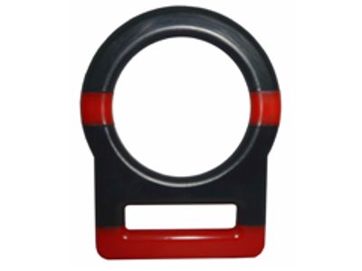 Umspritzter D-Ring 408-N aus Stahl mit rotem Akzent