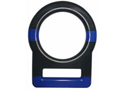 Umspritzter D-Ring 408-N aus Stahl mit blauem Akzent