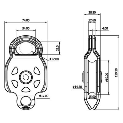 AP-090-B pulley dimension drawing