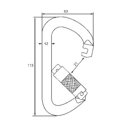 2200TL D-shape galvanised steel twist-lock carabiner, second view