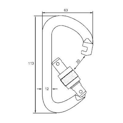 2200SG D-shape galvanised steel screw-lock carabiner, second view