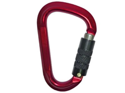 Roter birnenförmiger Aluminiumkarabiner B713K mit schwarzer Verschlusshülse