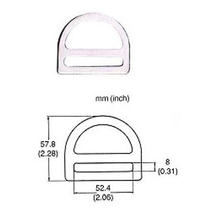 230 sheet alloy steel D-ring, photo and dimension drawing