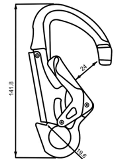 A727 forged aluminium snap hook, second view