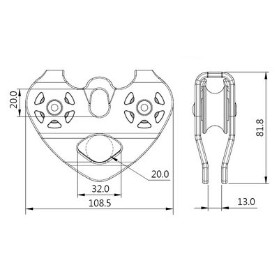 Plan coté de la poulie tandem TP-972