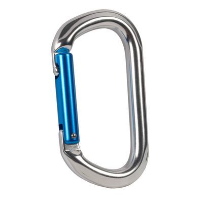 Mousqueton en D A2550KNS en aluminium avec doigt droit bleu