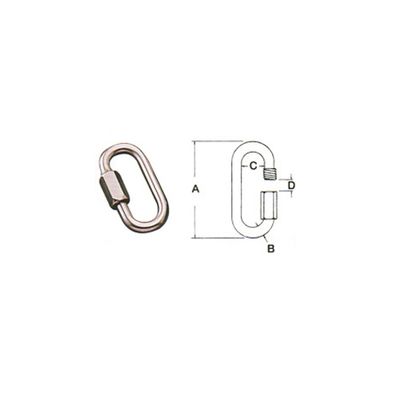 SS7350 304 stainless steel quick link, photo with dimension drawing