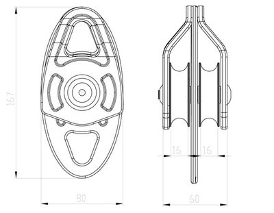 Disegno quotato della carrucola AP-086