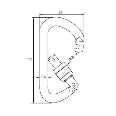 2308 galvanised steel captive-eye carabiner, third view