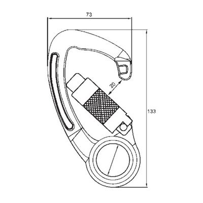 Karabinerhaken A140-22KTL-3 aus geschmiedetem Aluminium, zweite Ansicht