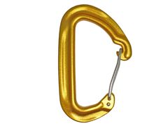 Goldfarbener Karabiner A006WR aus Aluminium 7075 mit Drahtschnapper