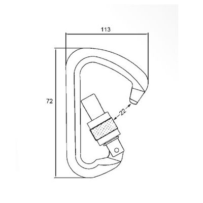 Disegno quotato del B231K, 113 x 72 mm con apertura di 22 mm