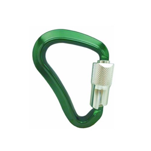 Mosquetón ANSI A455KTL-3 de aluminio verde con casquillo de triple bloqueo