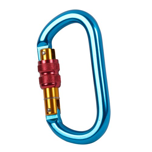 A2550SG blue aluminium D carabiner with red screw-gate sleeve