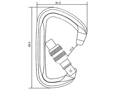 A715KSG dimension drawing, 98.5 x 61.2 mm with 17.5 mm opening