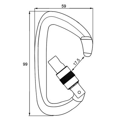 A005KSG dimension drawing showing 99 x 59 mm frame and 17.5 mm opening