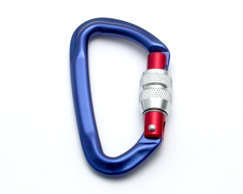 Moschettone in alluminio blu B271K con ghiera di bloccaggio