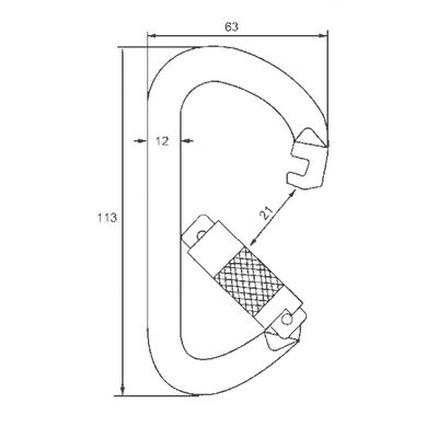 2200TL-3 D-shape galvanised steel triple-lock carabiner, second view
