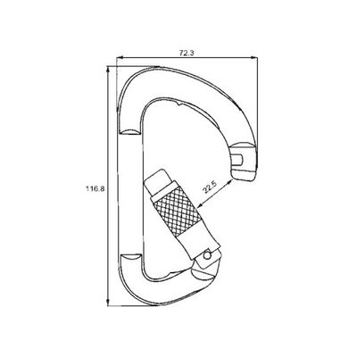 A12116KTL dimension drawing with 22.5 mm gate opening
