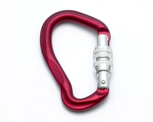 Moschettone in alluminio rosso B211 con ghiera a vite argento