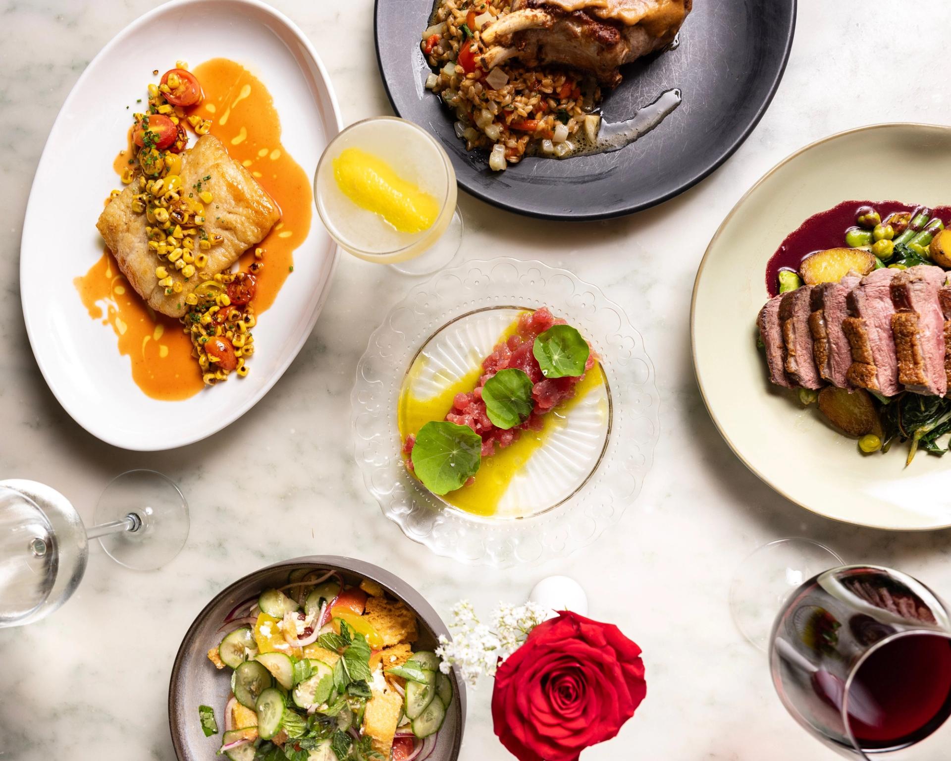 Photo of several dishes from dinner menu