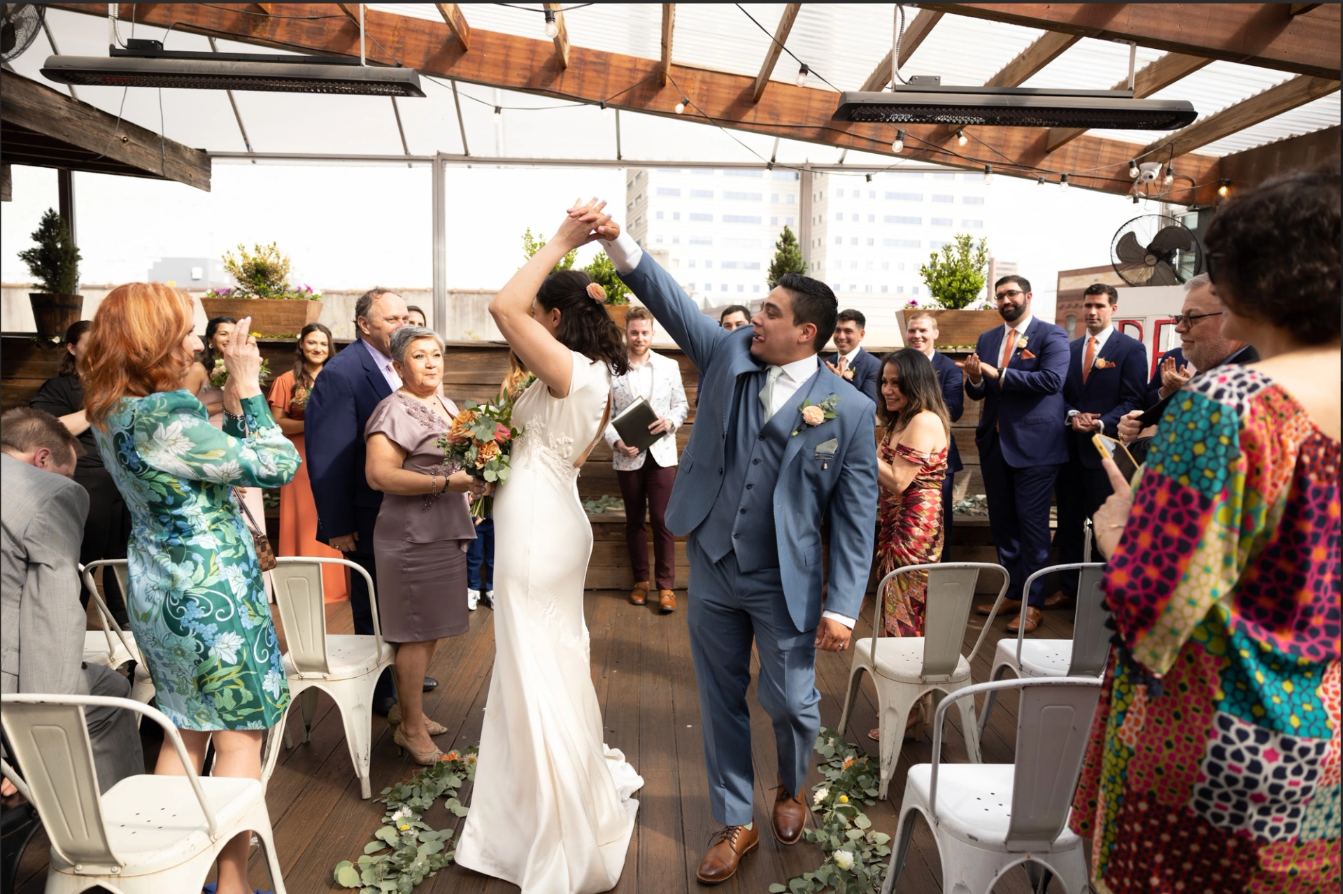 Photo of Wedding couple on rooftop
