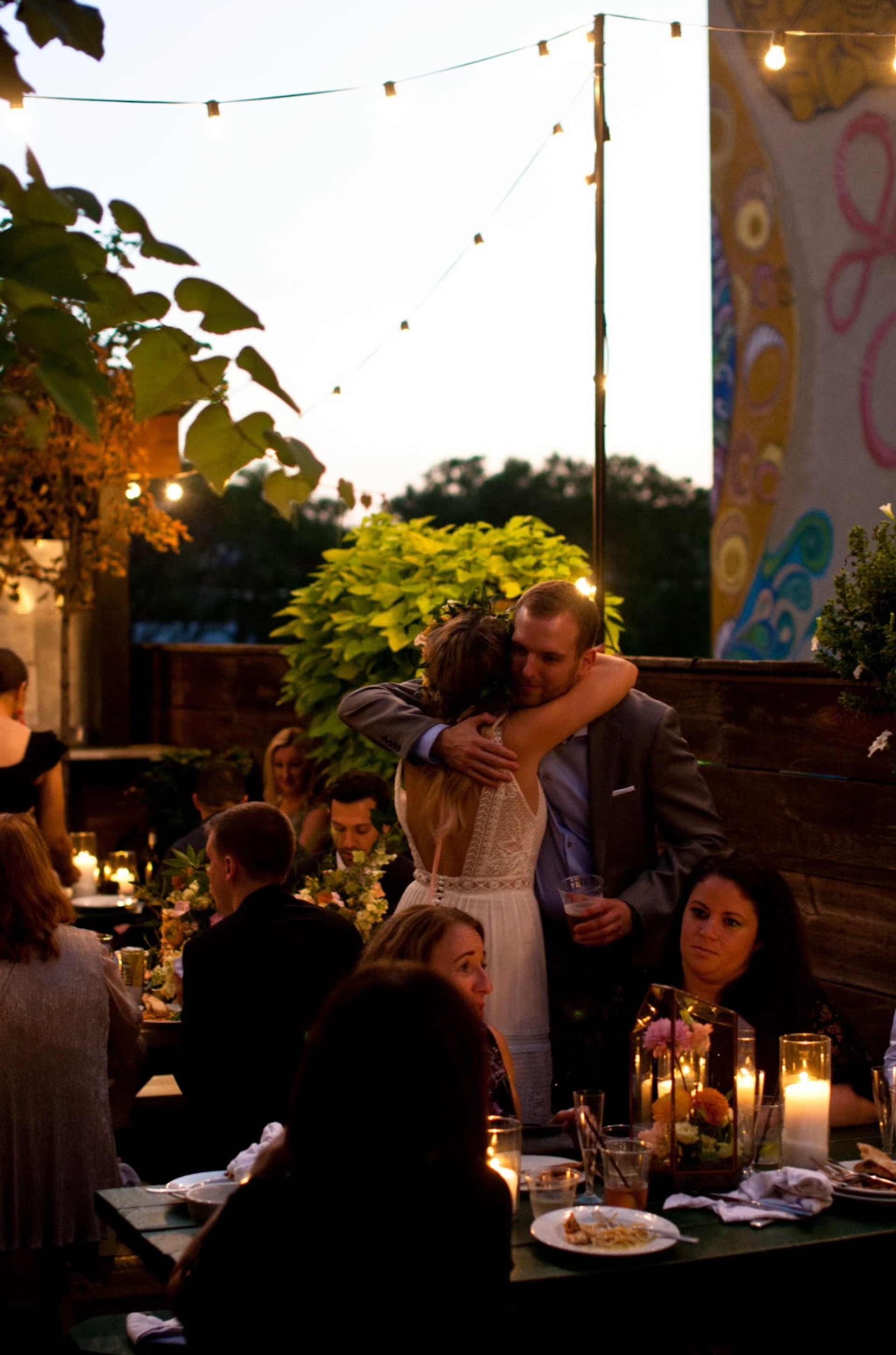 Photo of wedding couple on rooftop