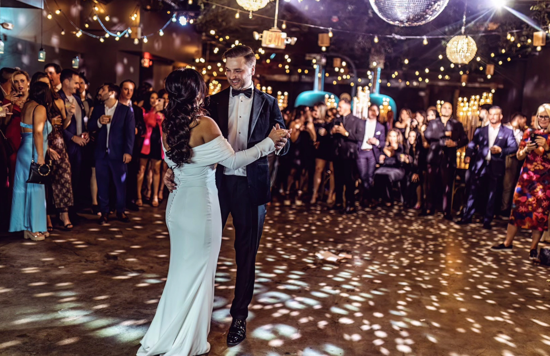 Photo of wedding couple on dance floor