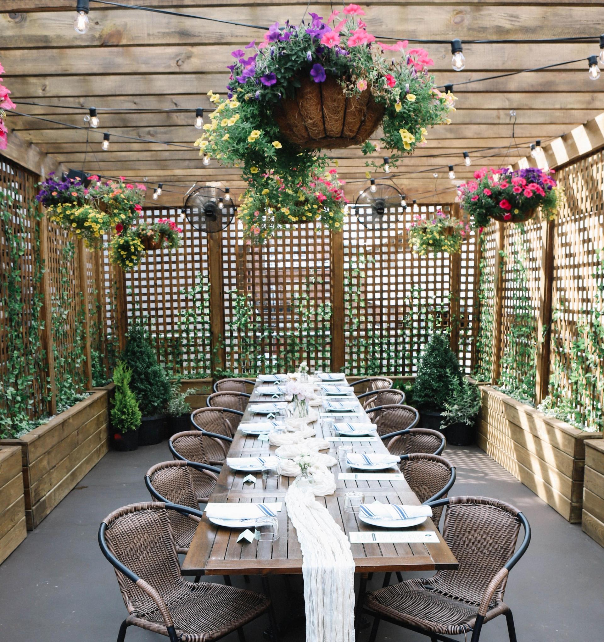 Photo of event table set up in Garden