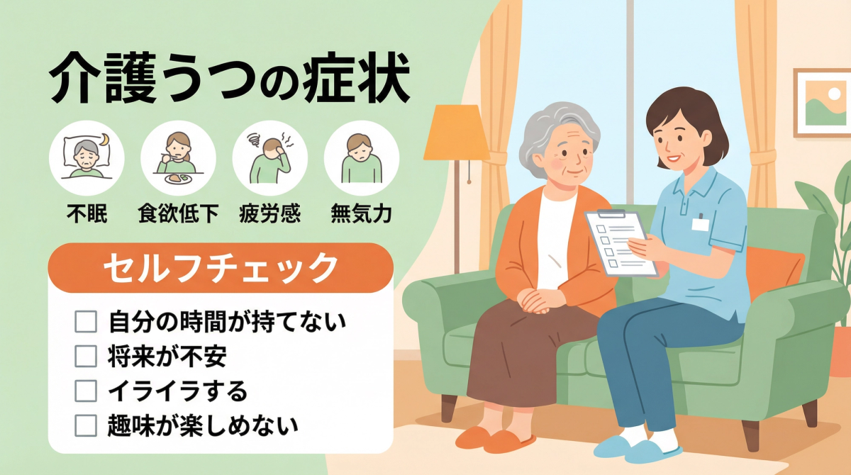 介護うつ チェックのための症状リストを確認する様子の画像