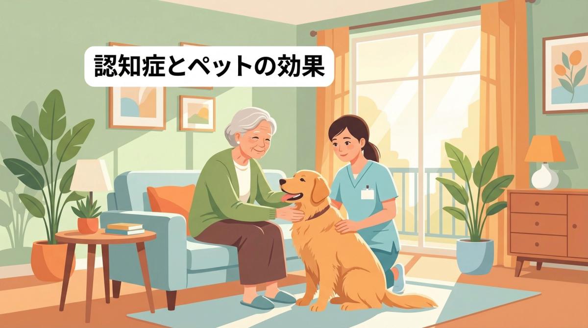 認知症とペットの効果を示すイメージ
