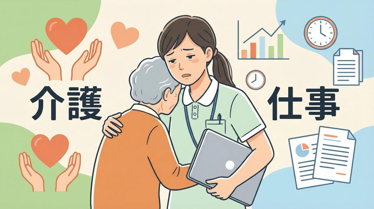 介護と仕事の両立が難しい現状を示すイメージ、介護 仕事 両立の課題を表現