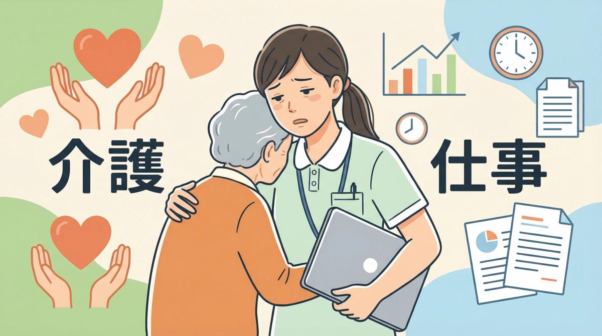 介護と仕事の両立が難しい現状を示すイメージ、介護 仕事 両立の課題を表現