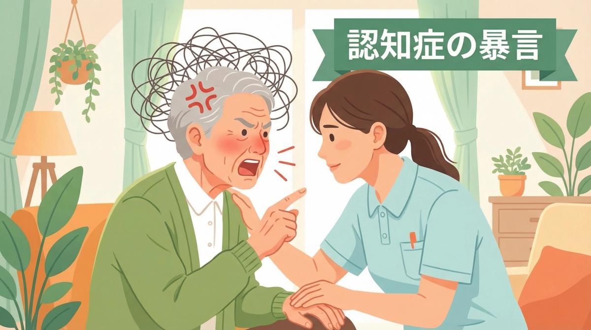 認知症 暴言 対応のために理解すべき暴言の背景と特徴を示すイメージ