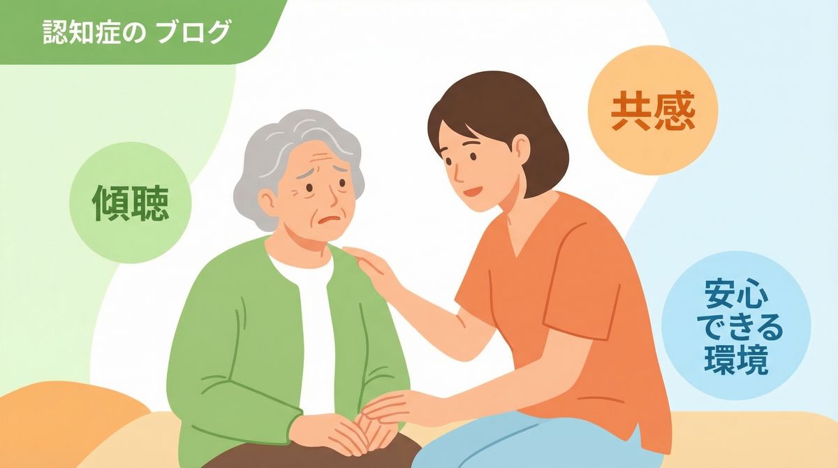 認知症 BPSD 対応を家族や介護者が実践している様子の写真