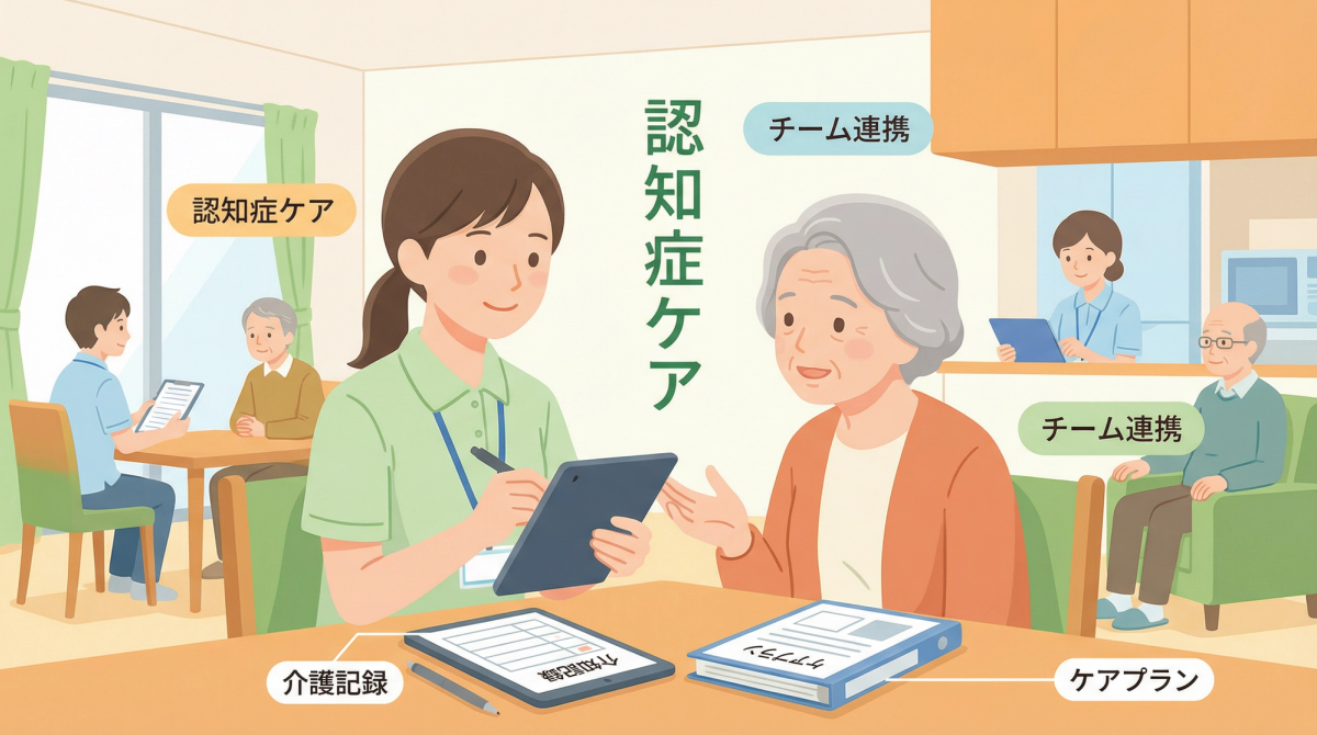 認知症 介護 記録 重要性を示す介護現場の記録作業の様子