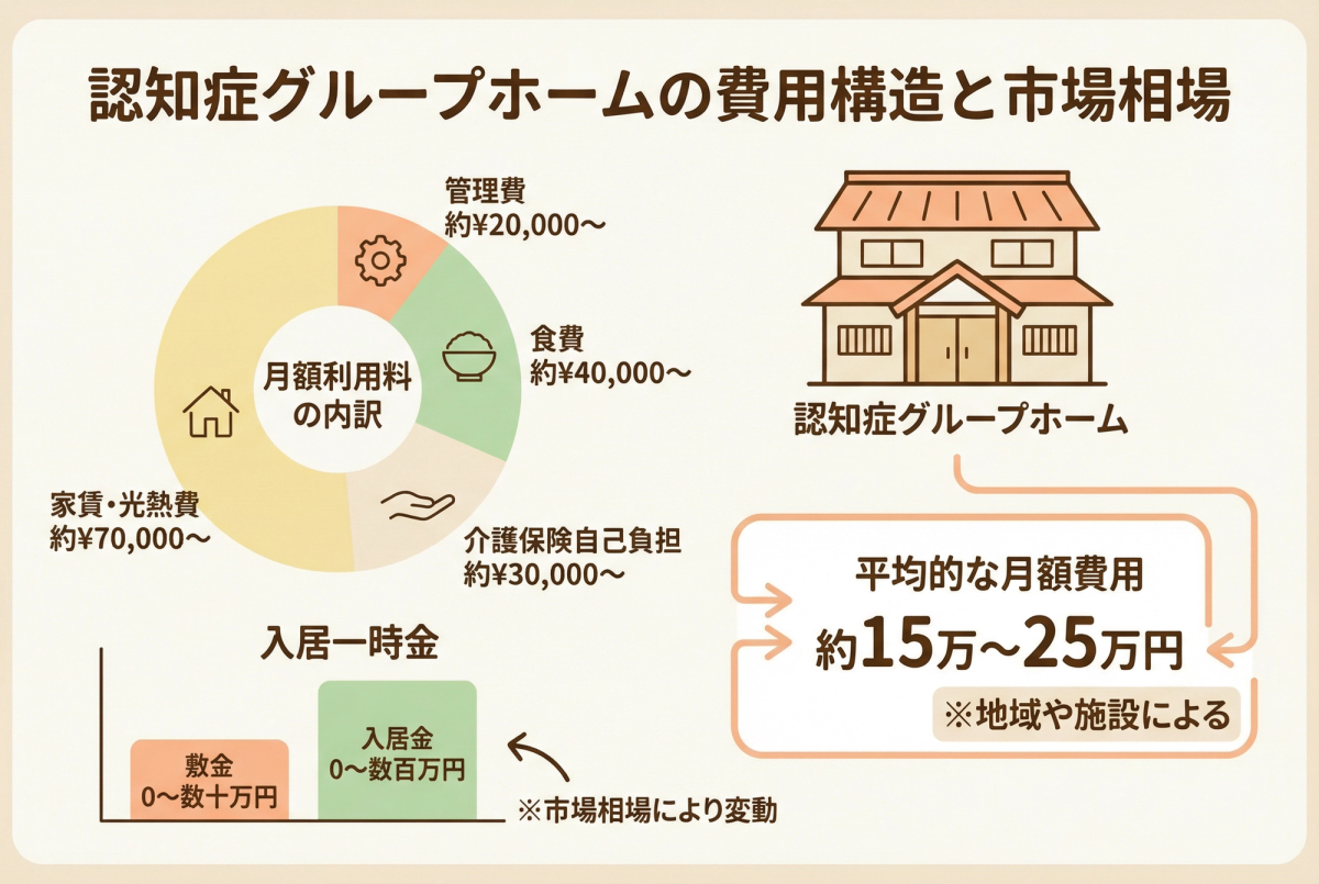 グループホーム認知症費用の基本構造と相場を示す図表 グループホーム 認知症 費用