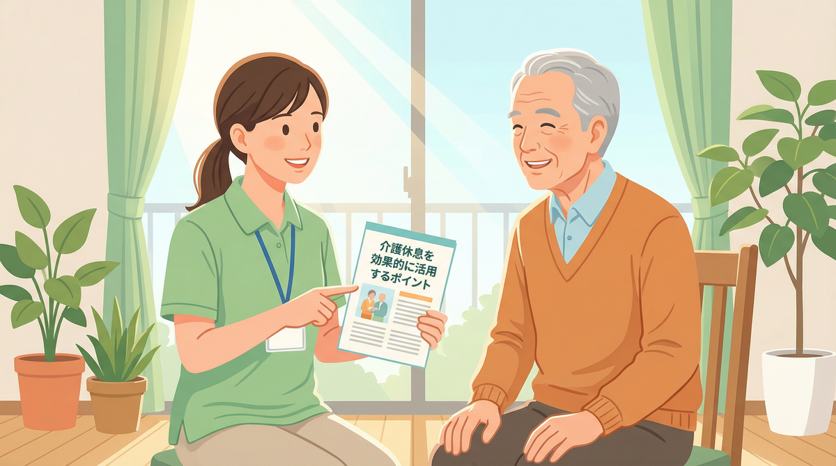 介護休息とレスパイトを上手に取り入れるコツを示すイメージ